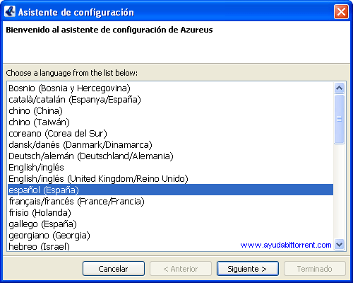 Azureus Vuze Asistente Idioma
