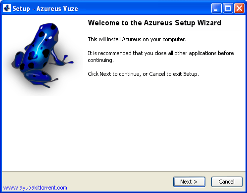 Instalacion Azureus Vuze Bienvenida