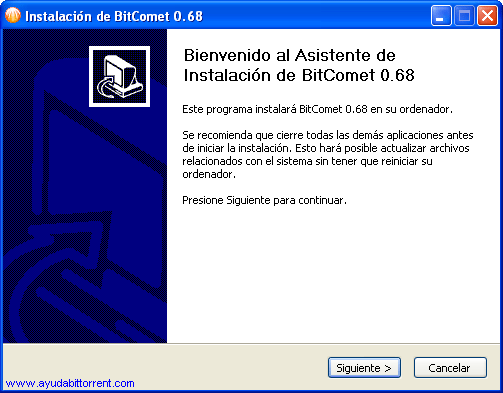 Instalacion BitComet Bienvenido