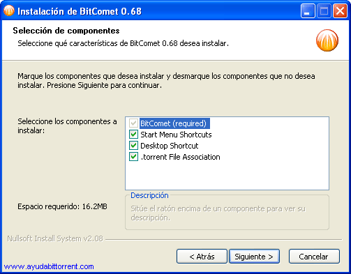 Instalacion BitComet Componentes
