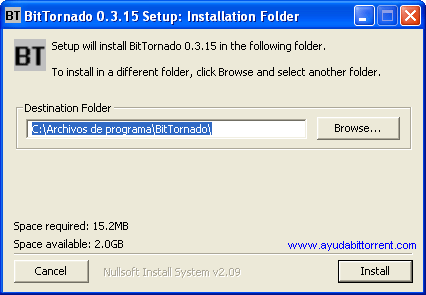 Instalacion BitTornado Directorio