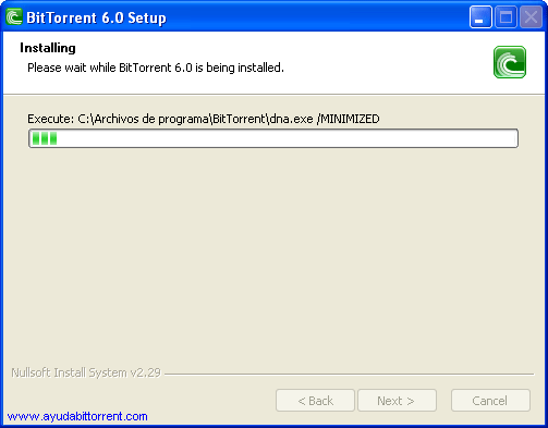 Instalacion BitTorrent oficial instalando
