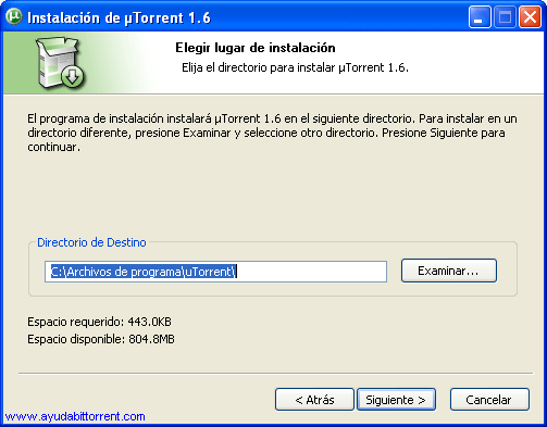 Instalacion uTorrent directorio